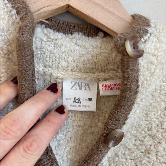 Zara Toddler Sherpa Vest 2-3T | Teddy Fleece Knit Trim Scandi Winter Layering - Picture 2 of 3